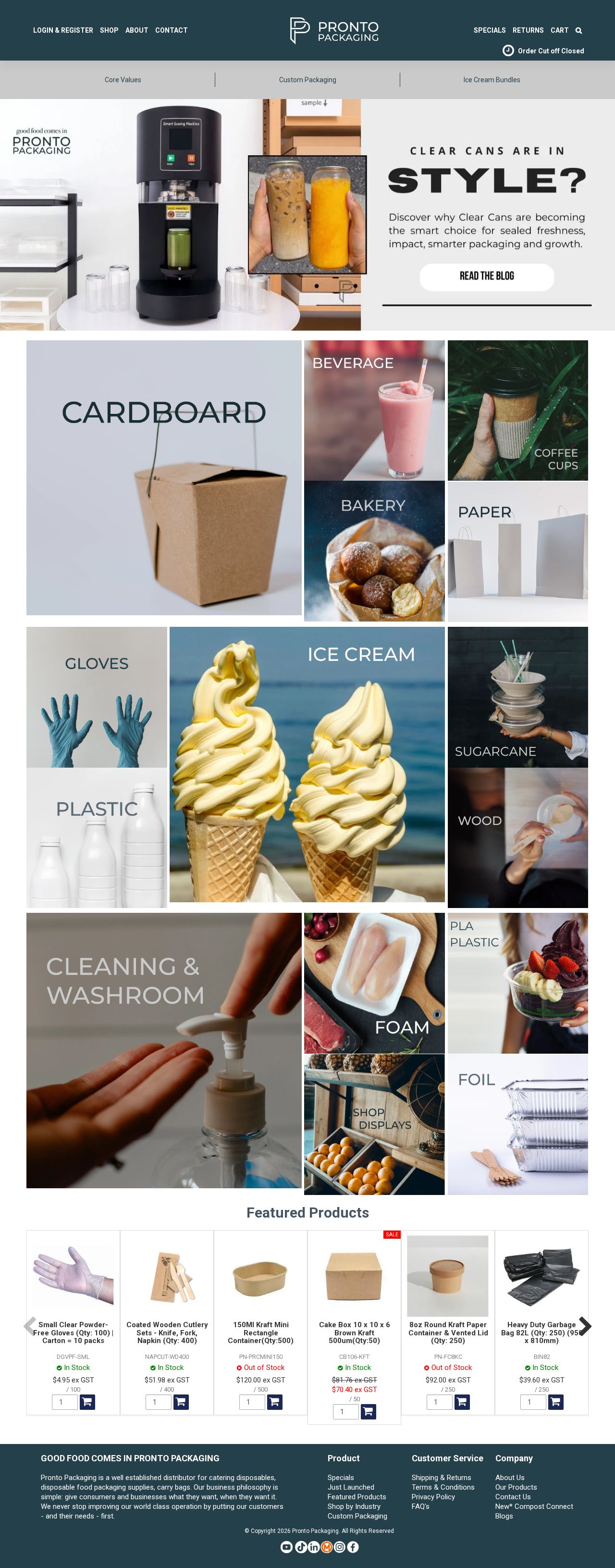 Pronto Biodegradable Packaging Brisbane website