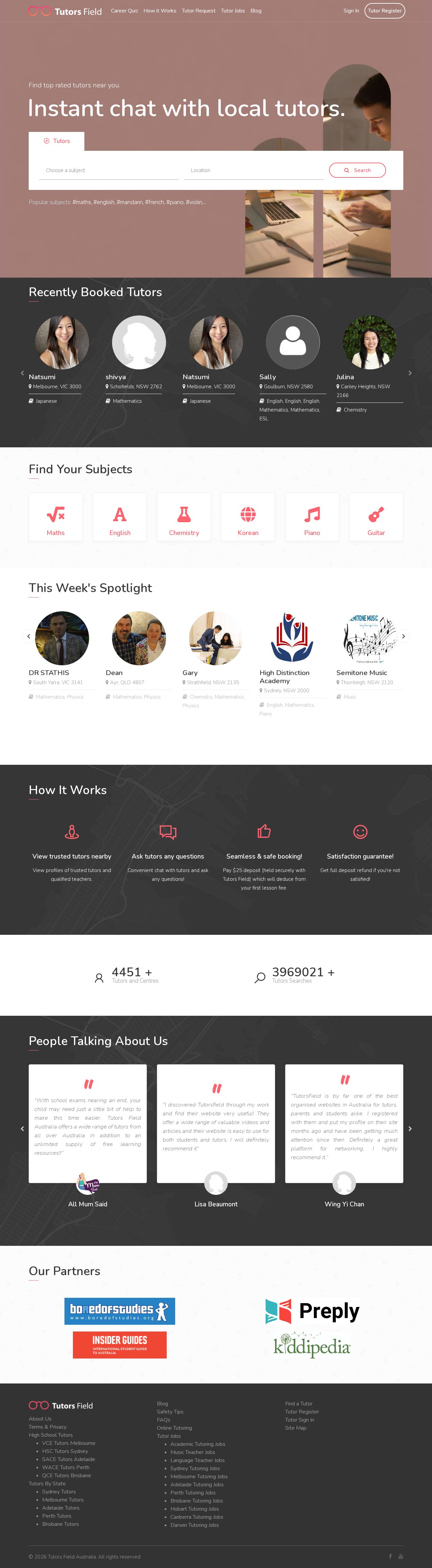 Tutors Field website