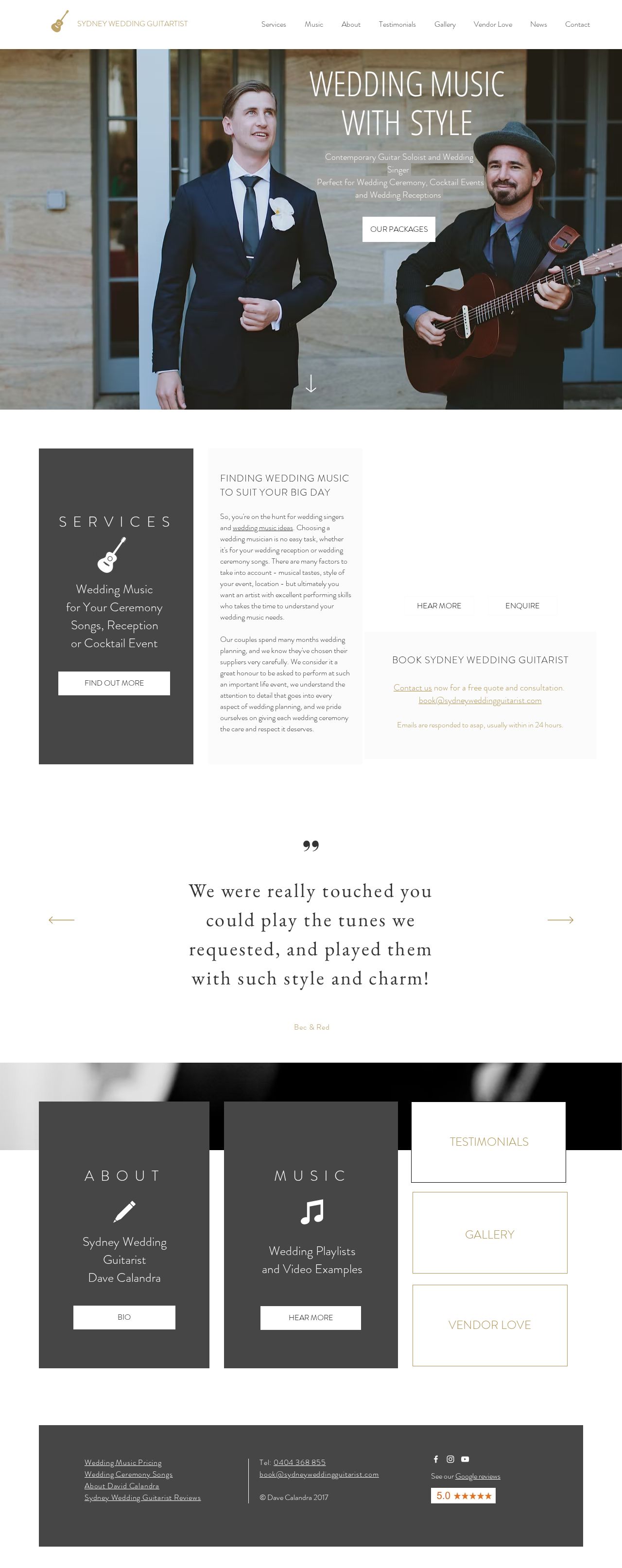 Sydney Wedding Guitarist website