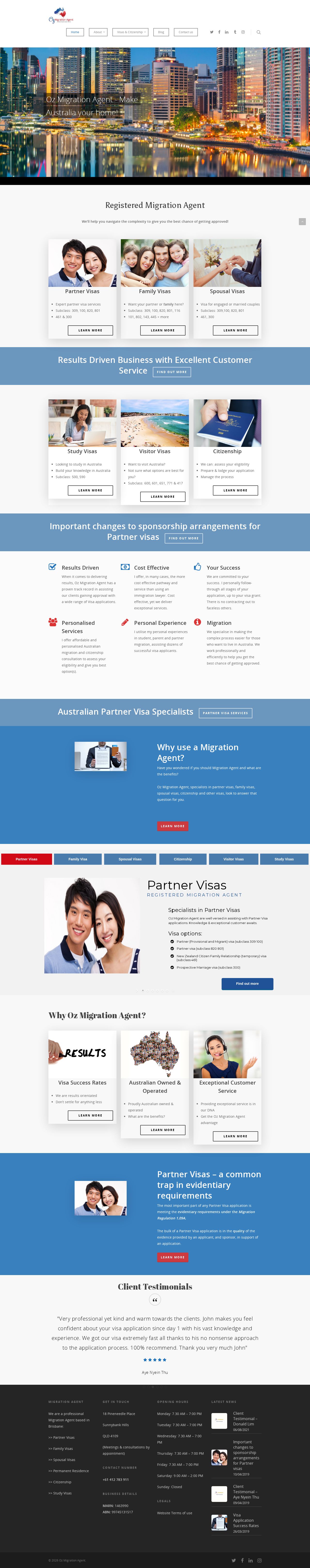 Oz Migration Agent website
