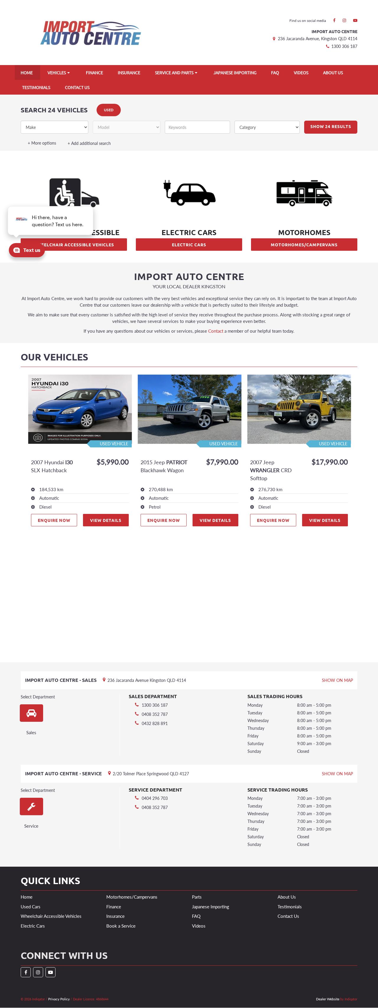 Import Auto Centre website