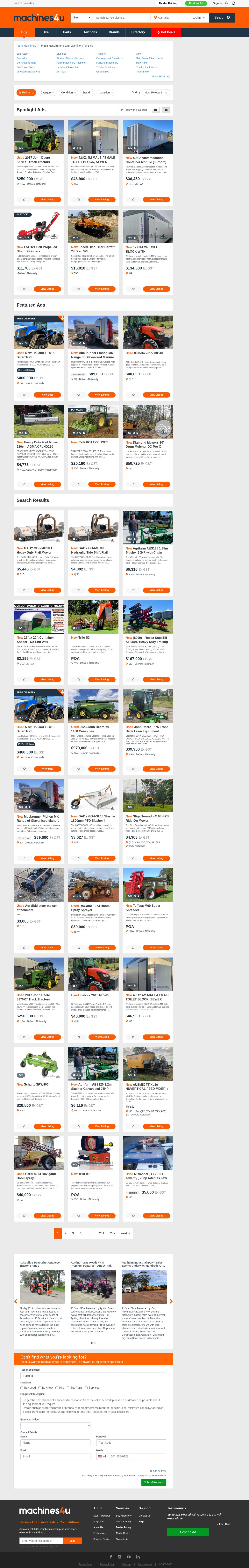 Farm Machinery - Machines4u website