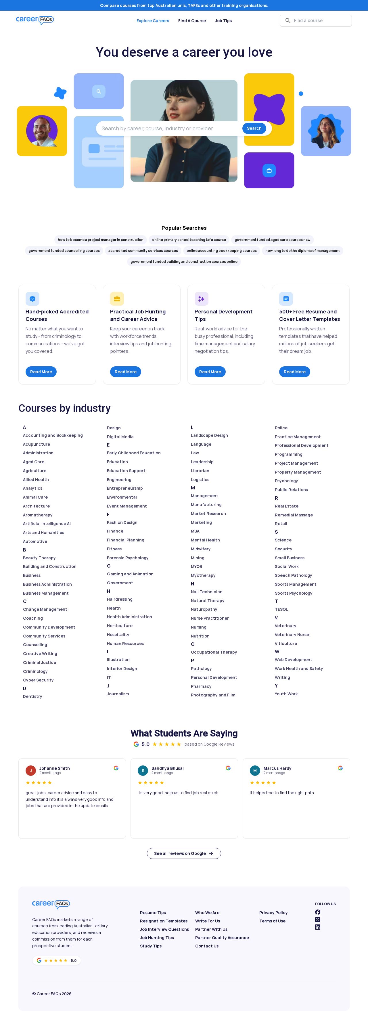 Career FAQs website