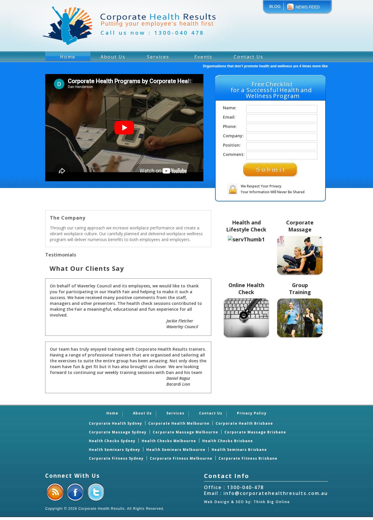 Corporate Health Results website