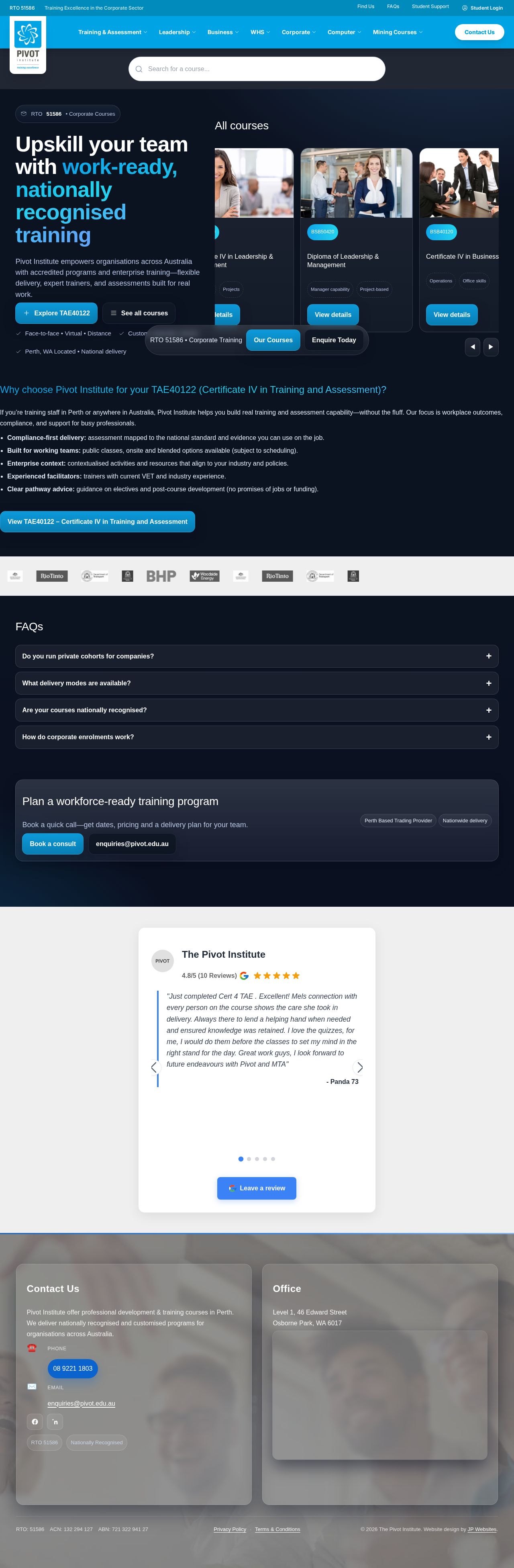 The Pivot Institute website