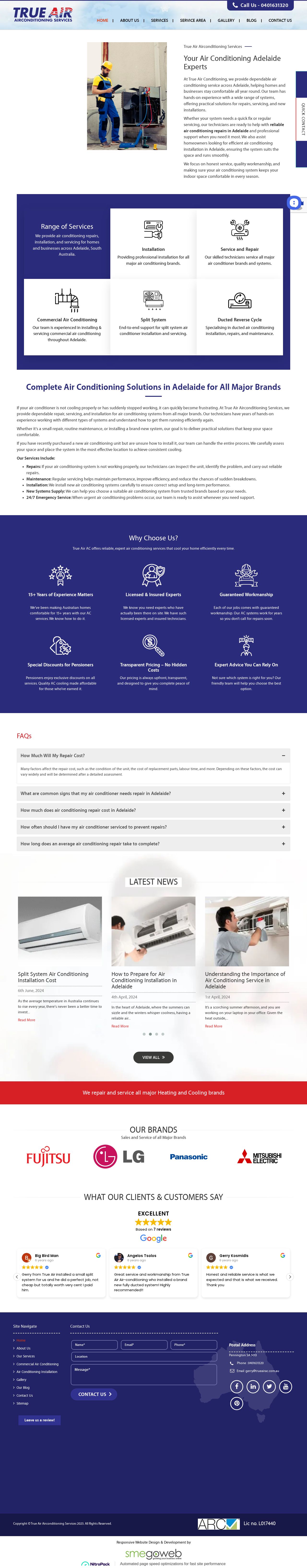 True Air Airconditioning Services website