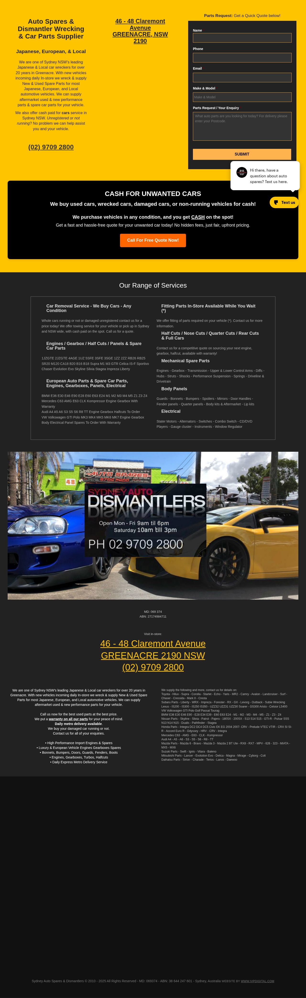 Sydney Auto Dismantlers website