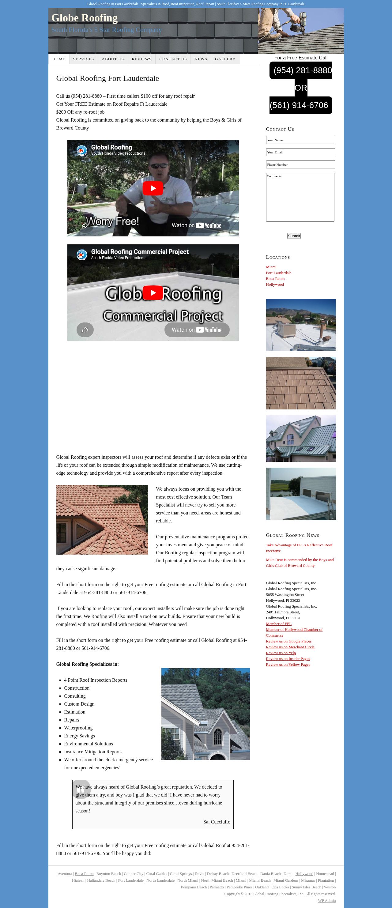 Global Roofing Specialists, Inc. website