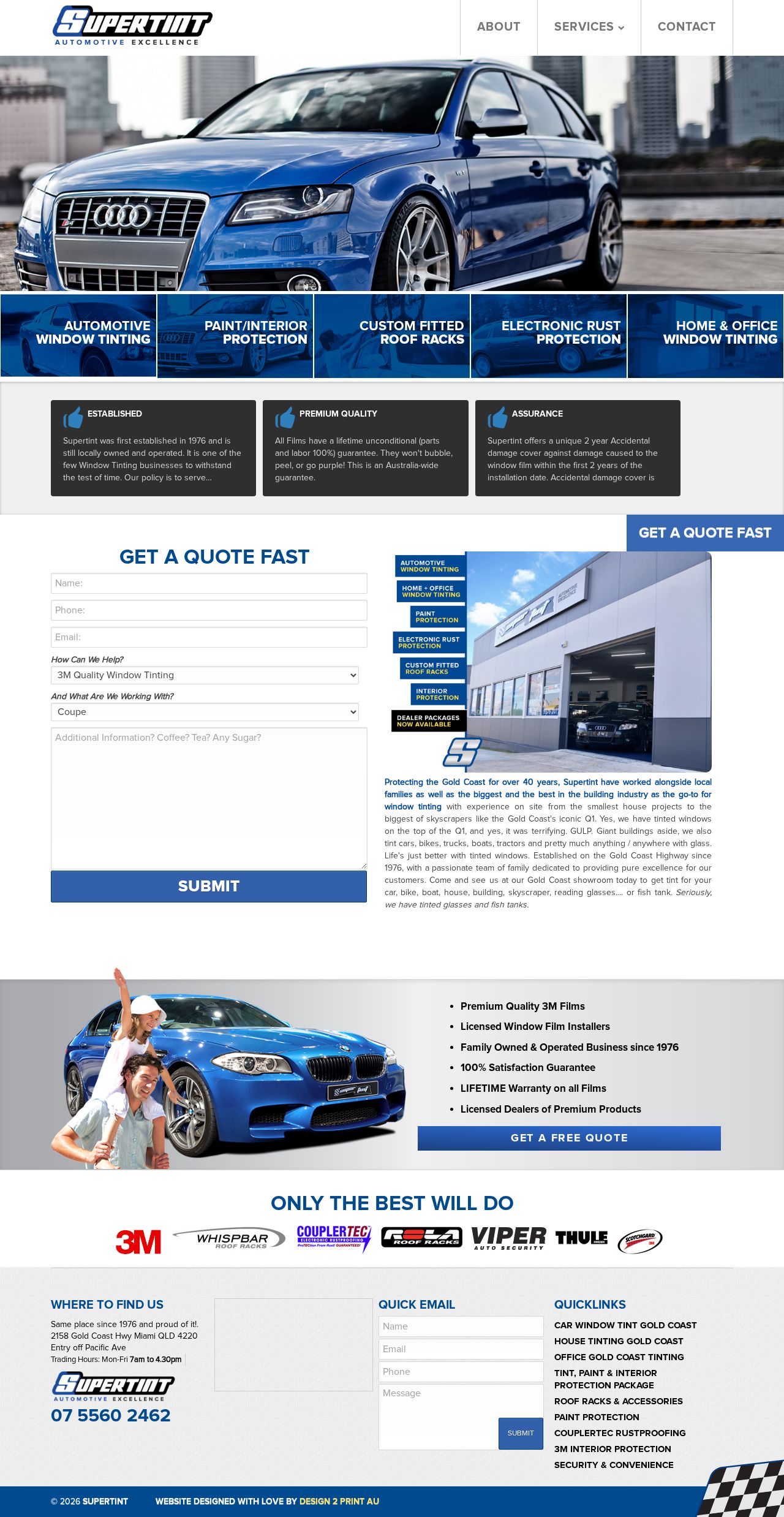 SUPERTINT Window Tinting & Auto Accessories website