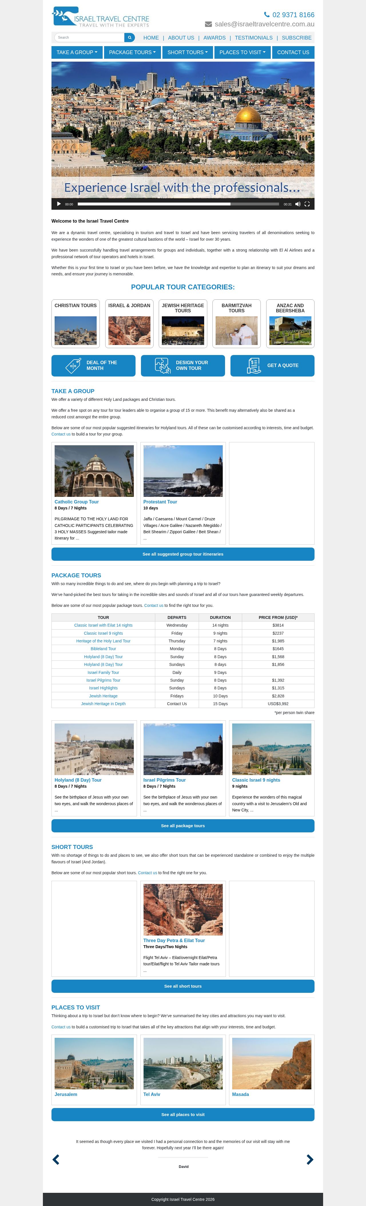 Israel Travel Centre website