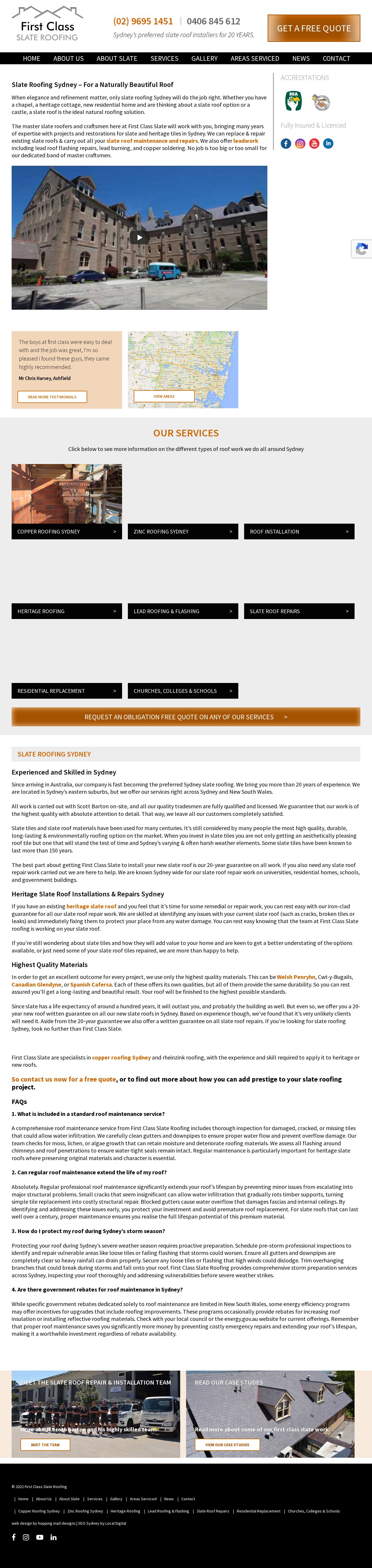 First Class Slate website