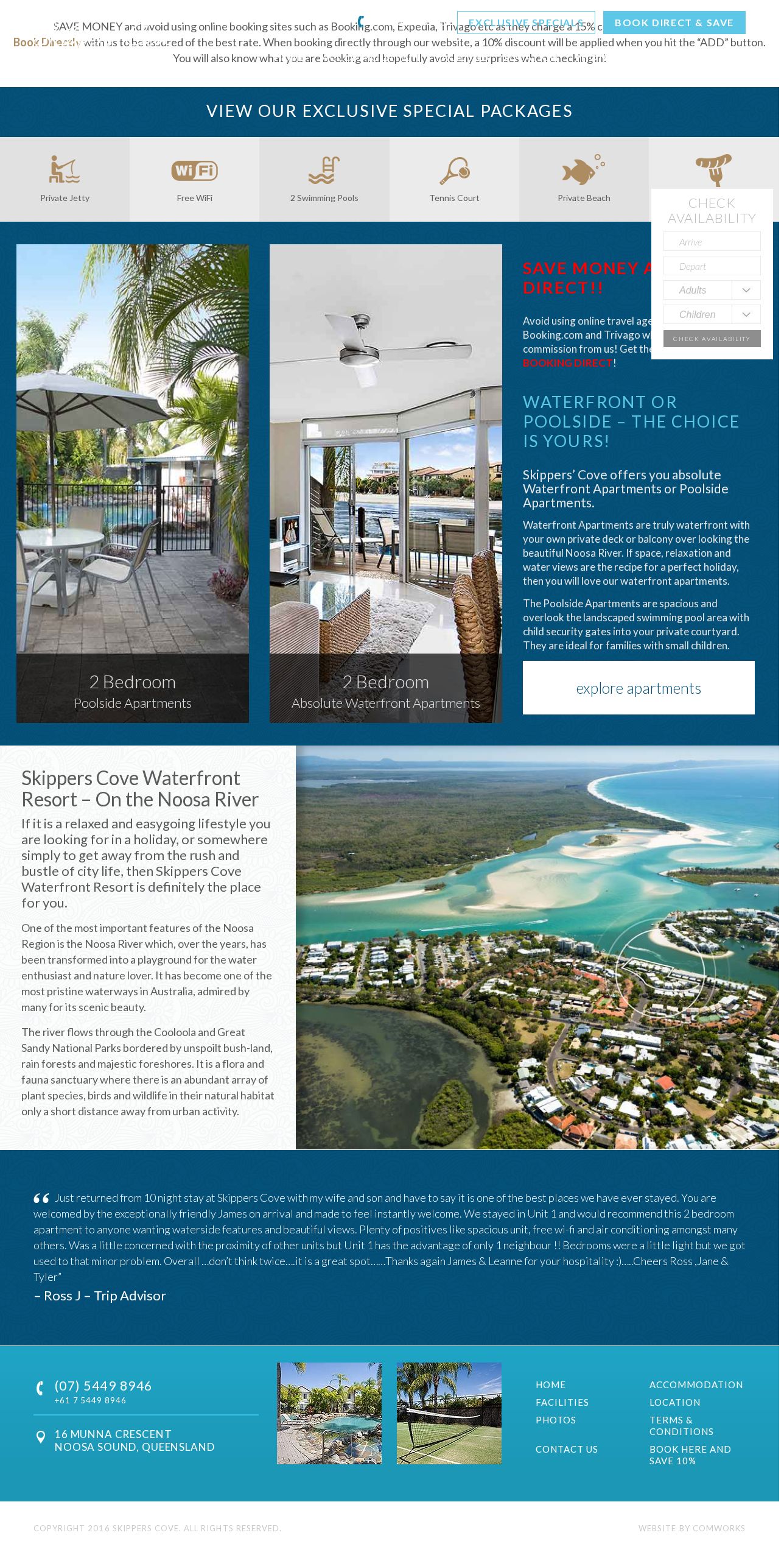 Skippers Cove Noosa website
