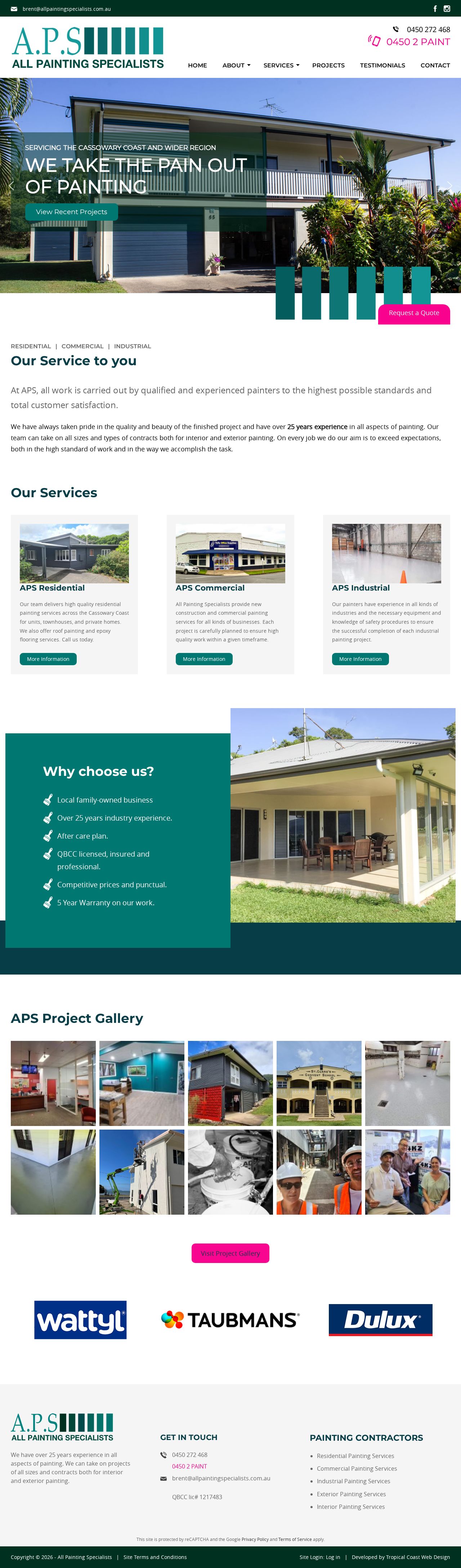 APS All Painting Specialists website