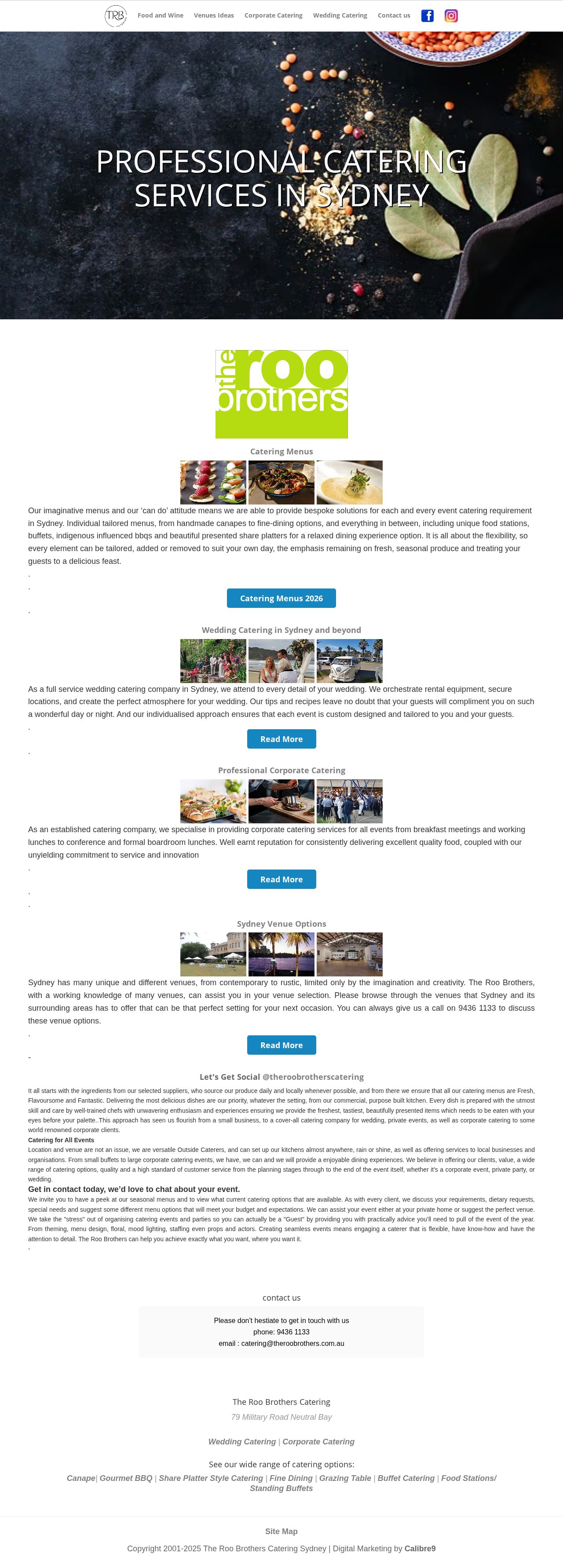 The Roo Brothers Catering website