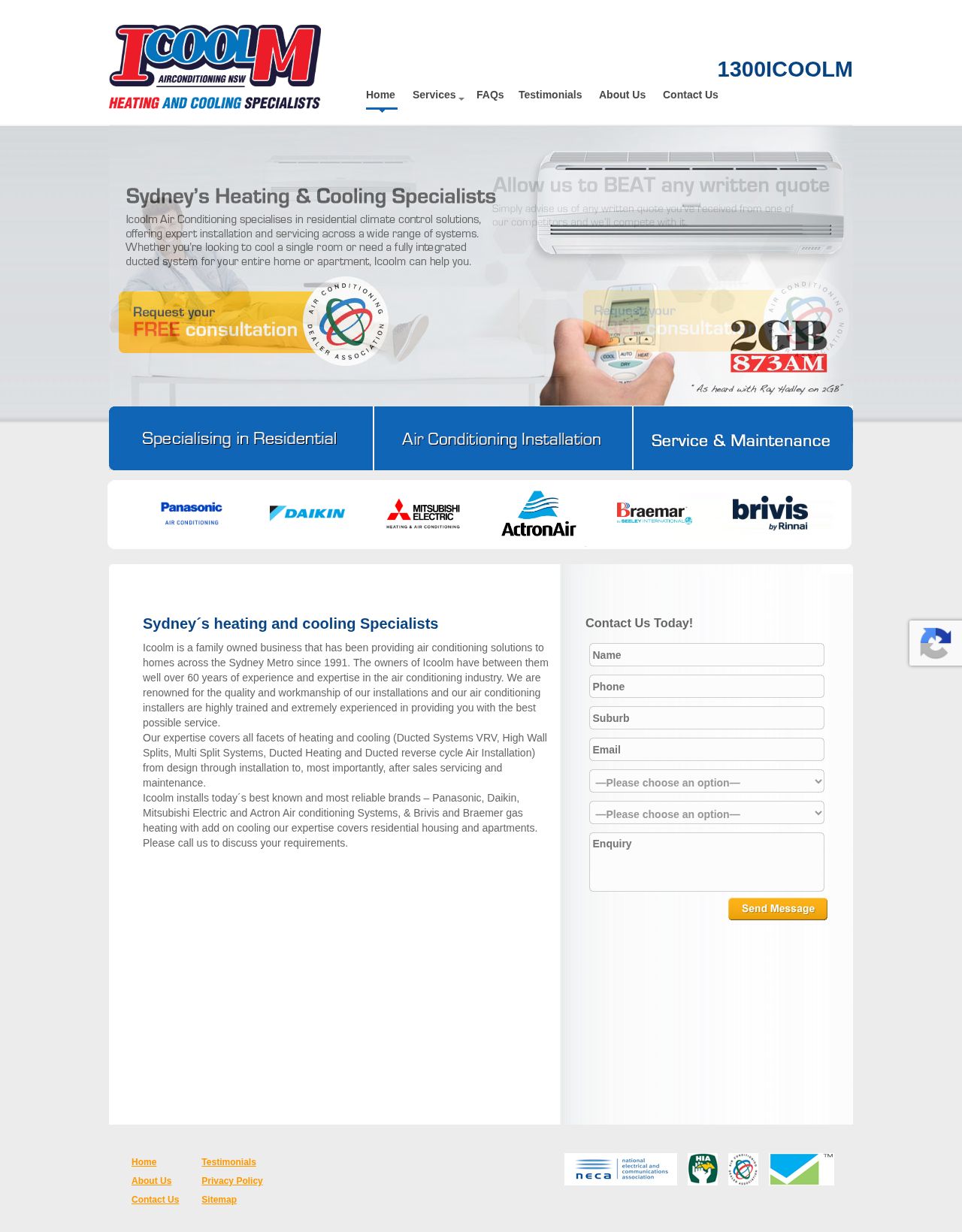 Icoolm Air Conditioning website