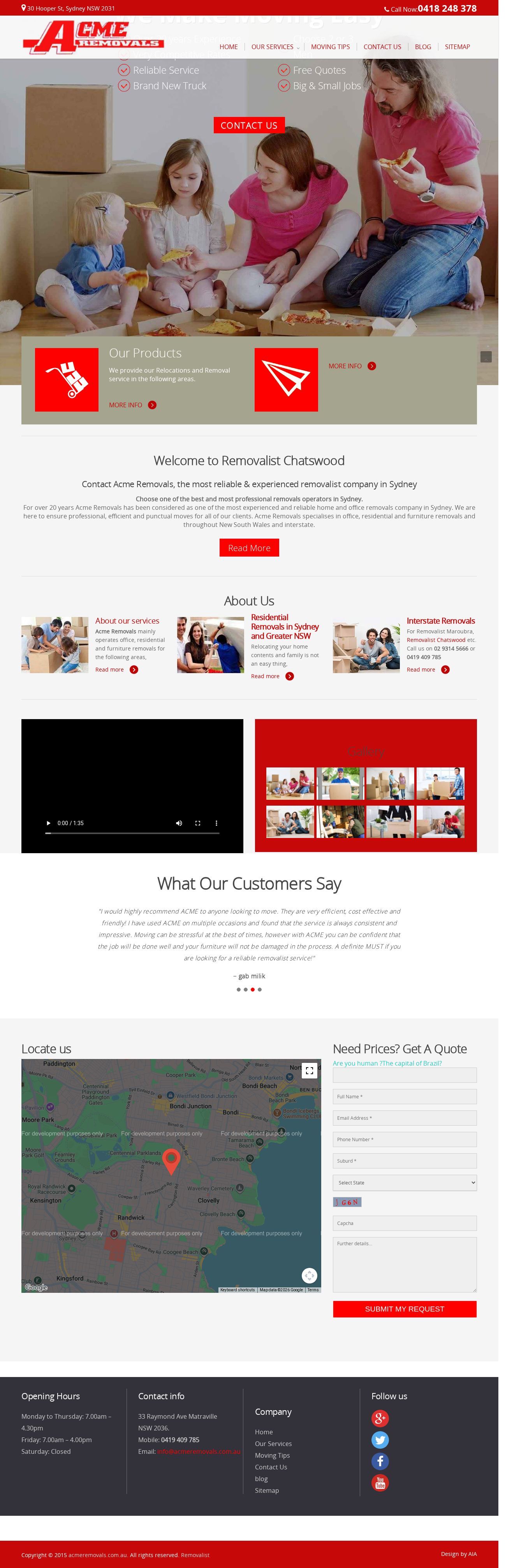 Acme Removals website