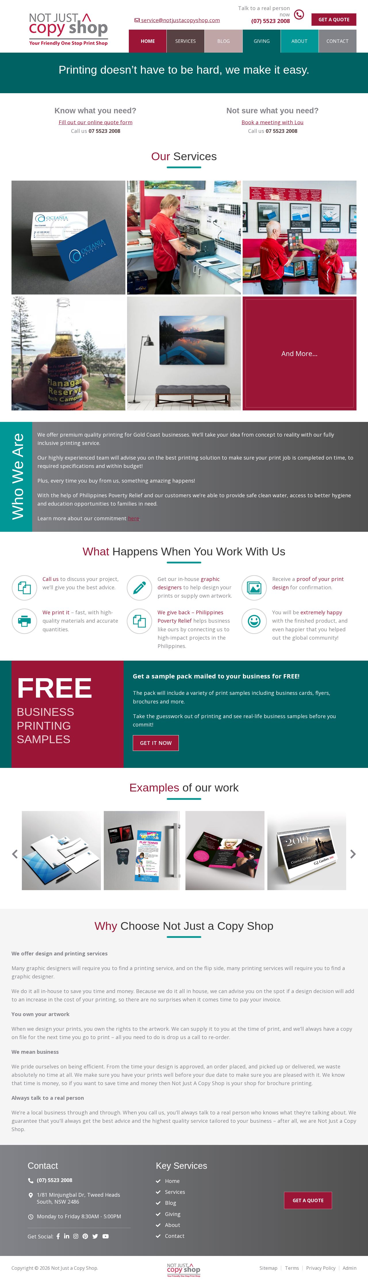 Not Just A copy Shop website