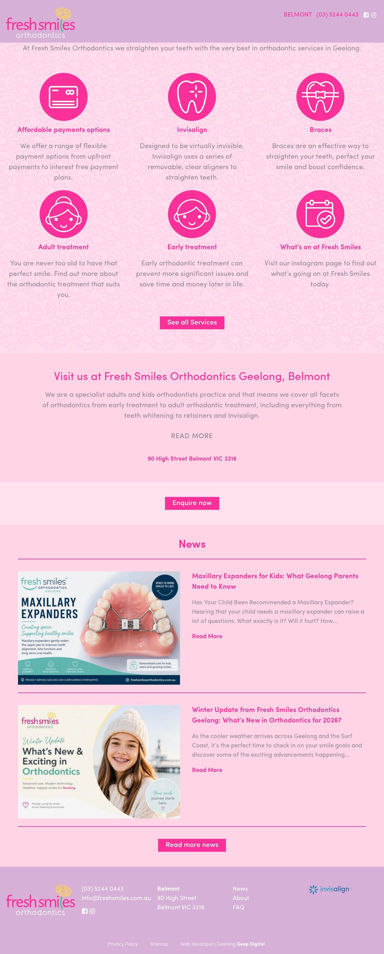Fresh smiles Orthodontics website