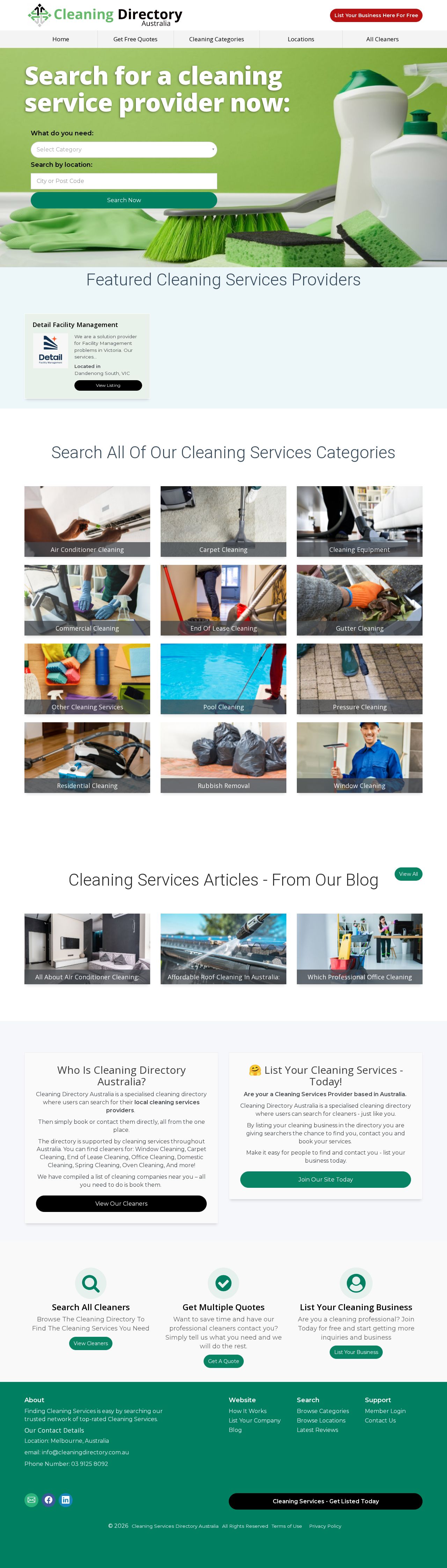 Cleaning Servicers Australia website