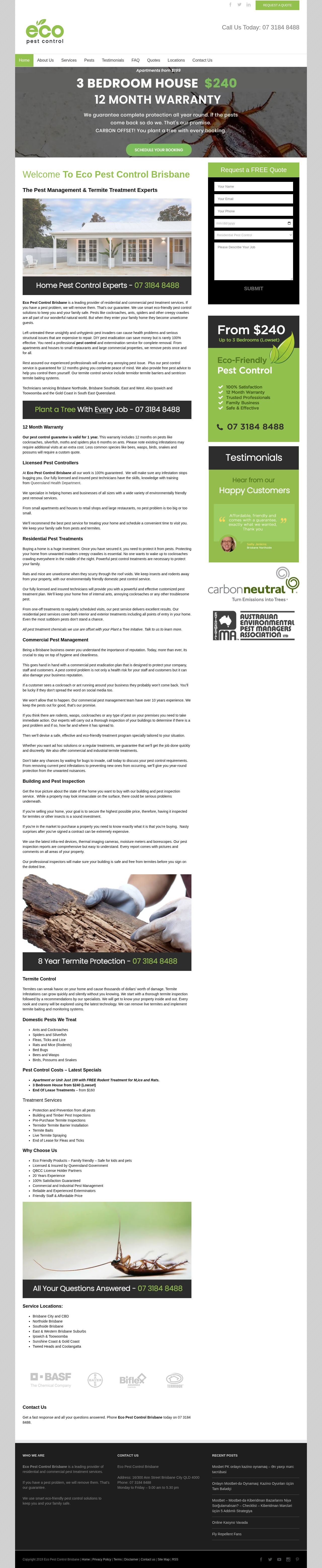 Eco Pest Control Brisbane website