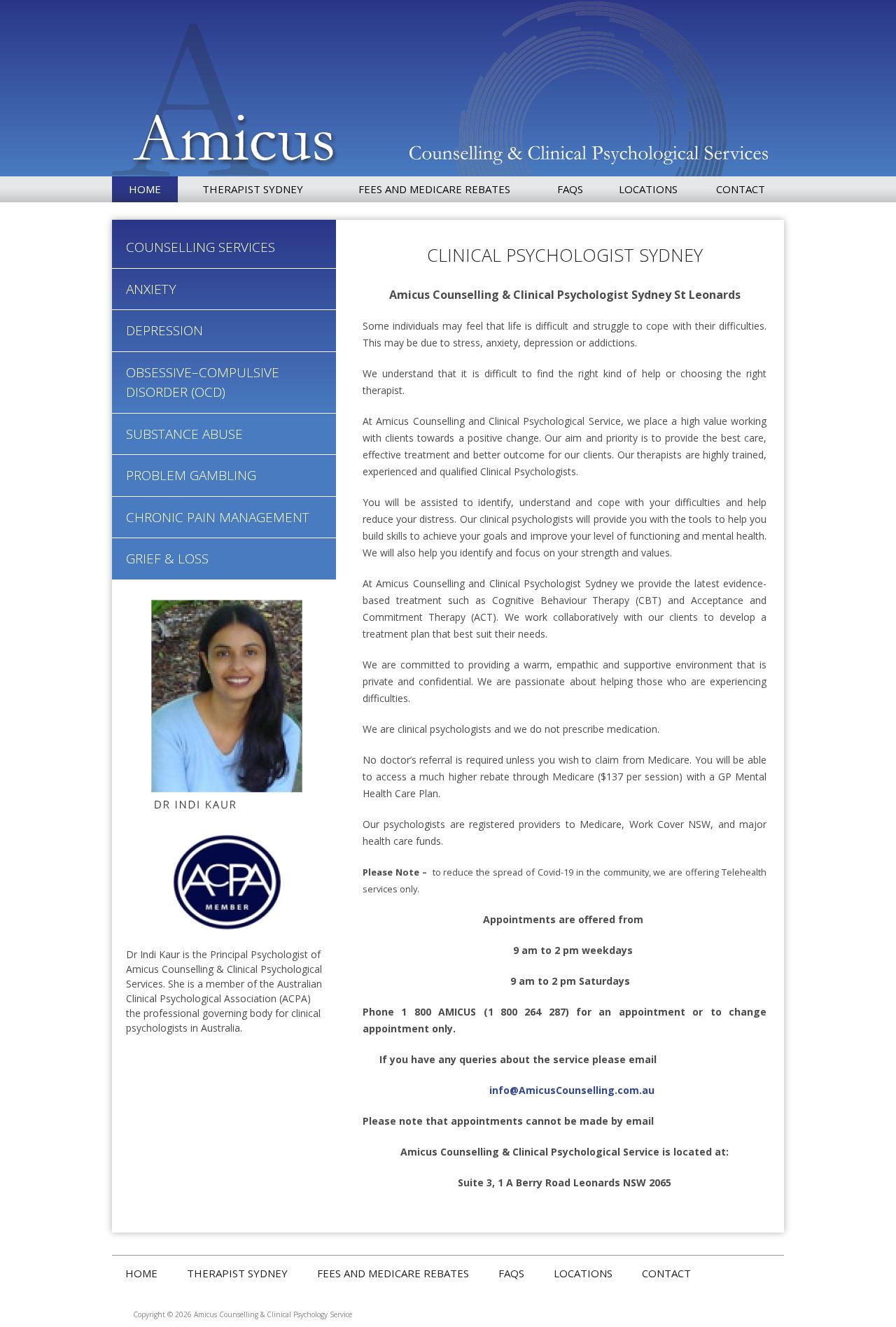 Amicus Counselling & Clinical Psychologist website