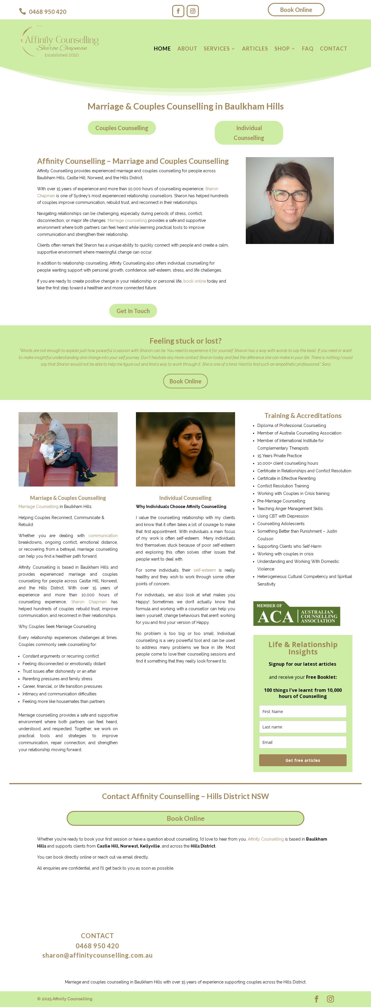 Affinity Counselling website