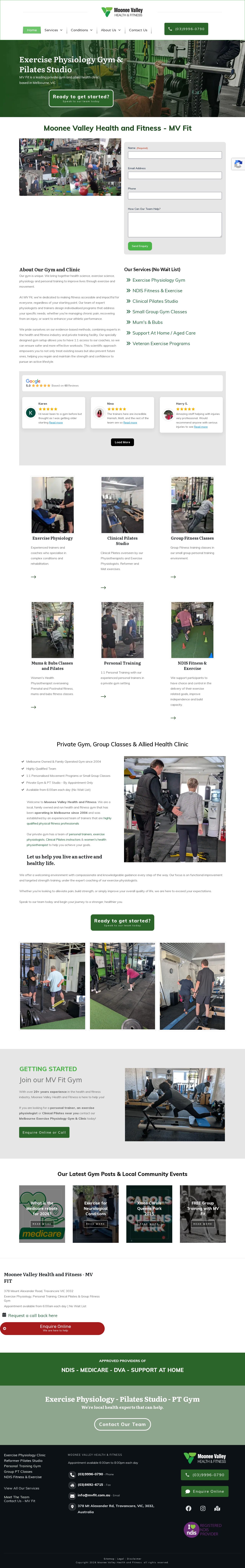 Moonee Valley Health and Fitness website