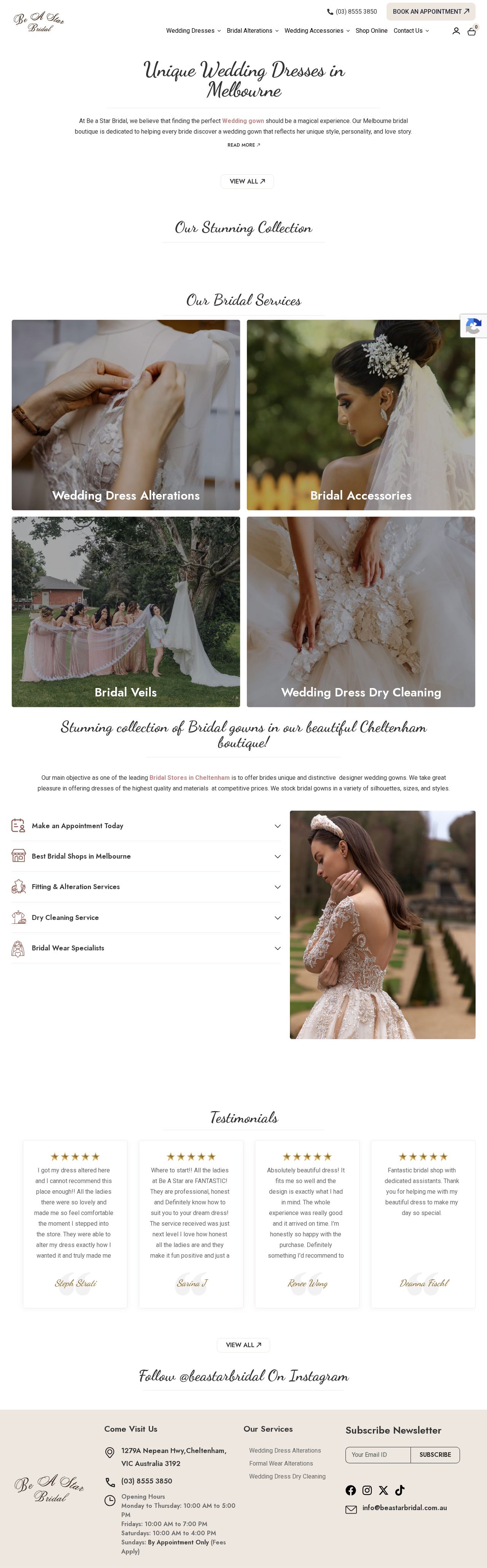 Be A Star Bridal website