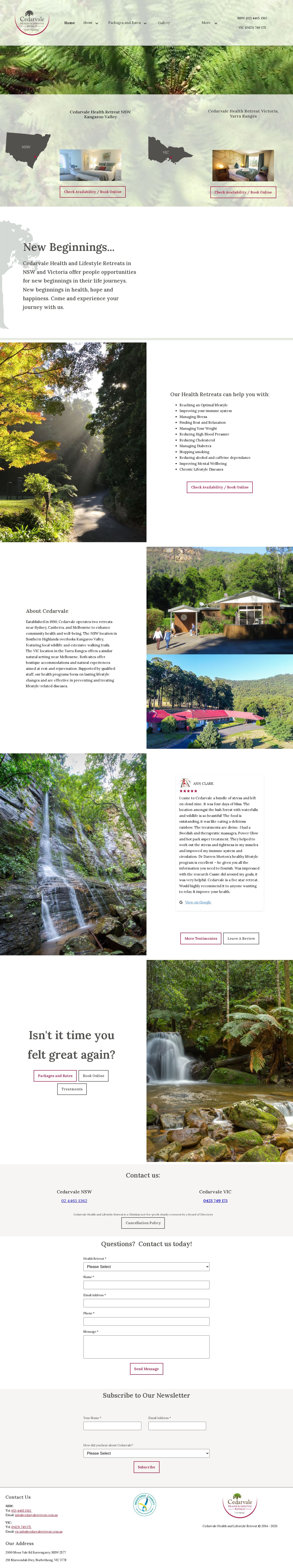 Cedervale Health and Lifestyle Retreat website