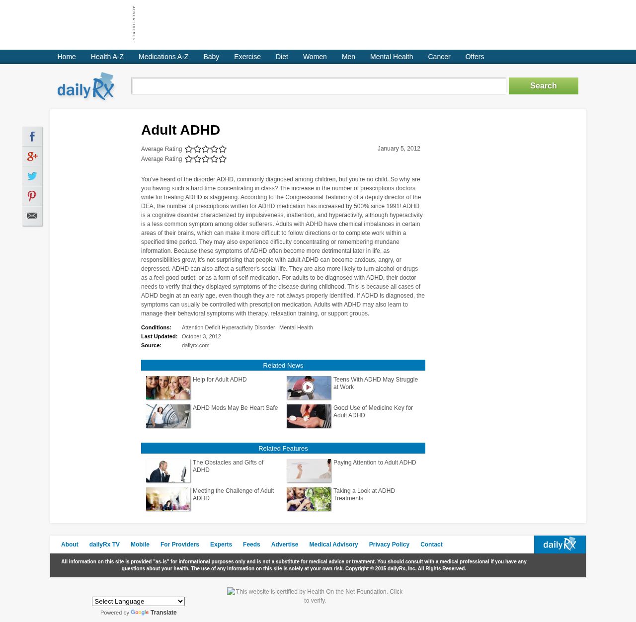 Adult ADHD Symptoms website