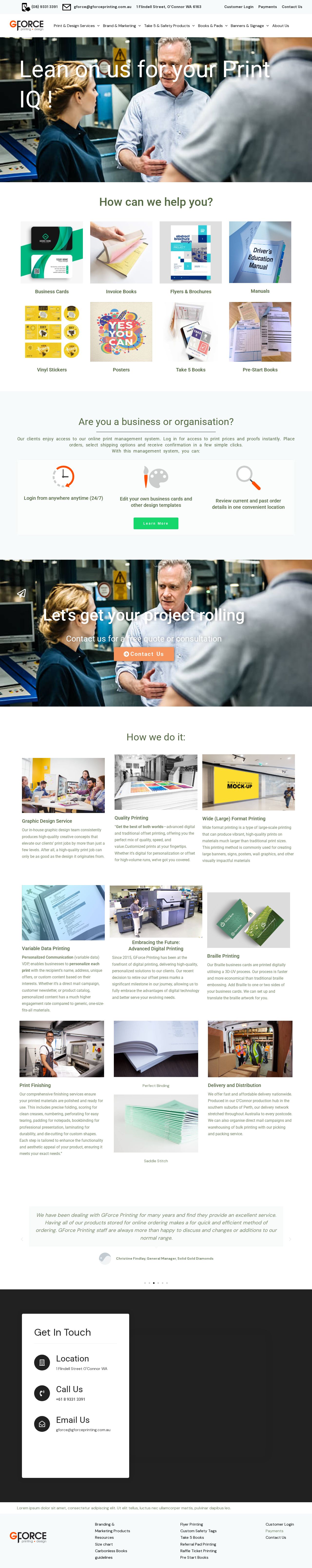 G Force Printing website