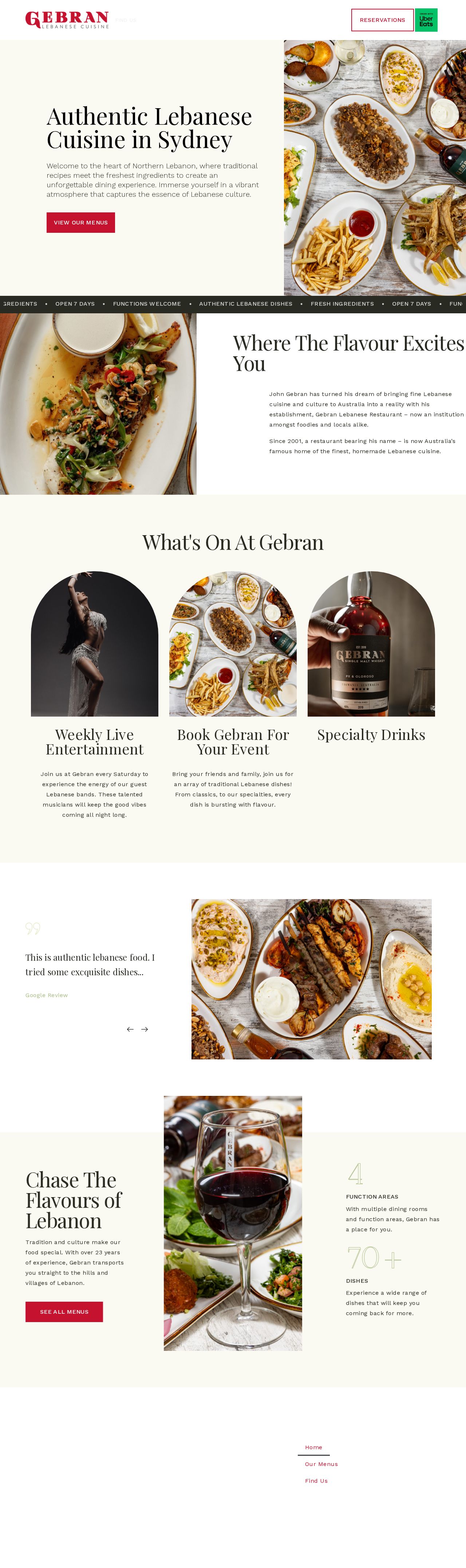 Gebran Lebanese Cuisine website