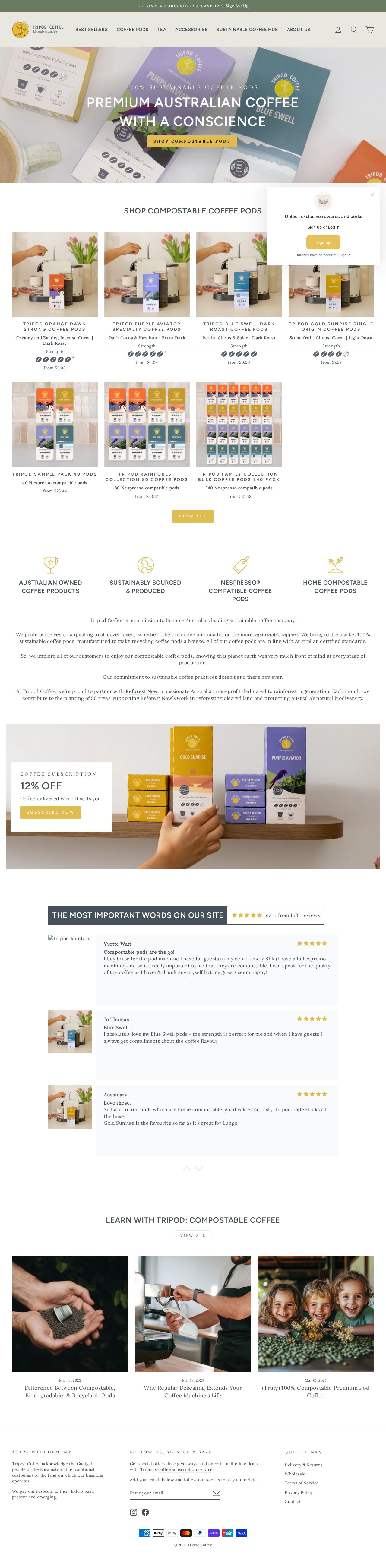 Tripod Coffee website
