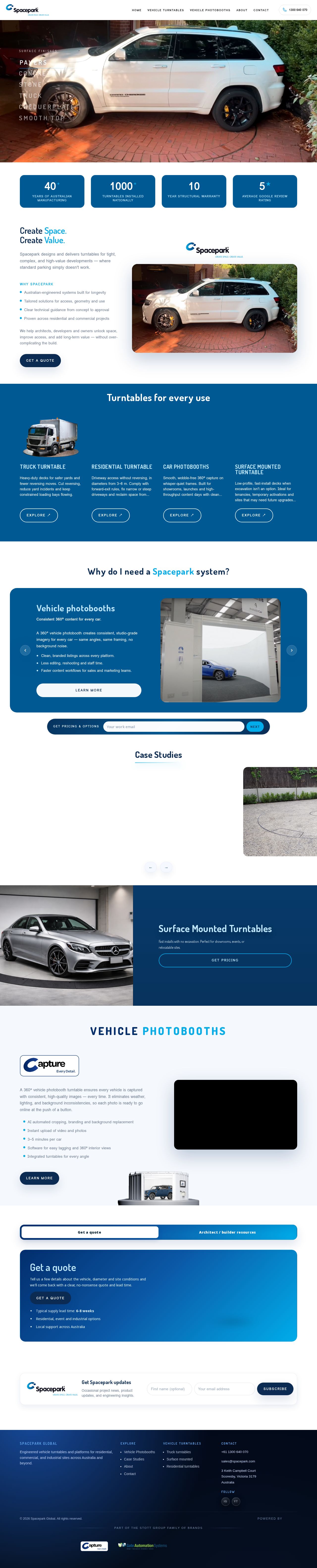 Spacepark Vehicle Turntables Australia website