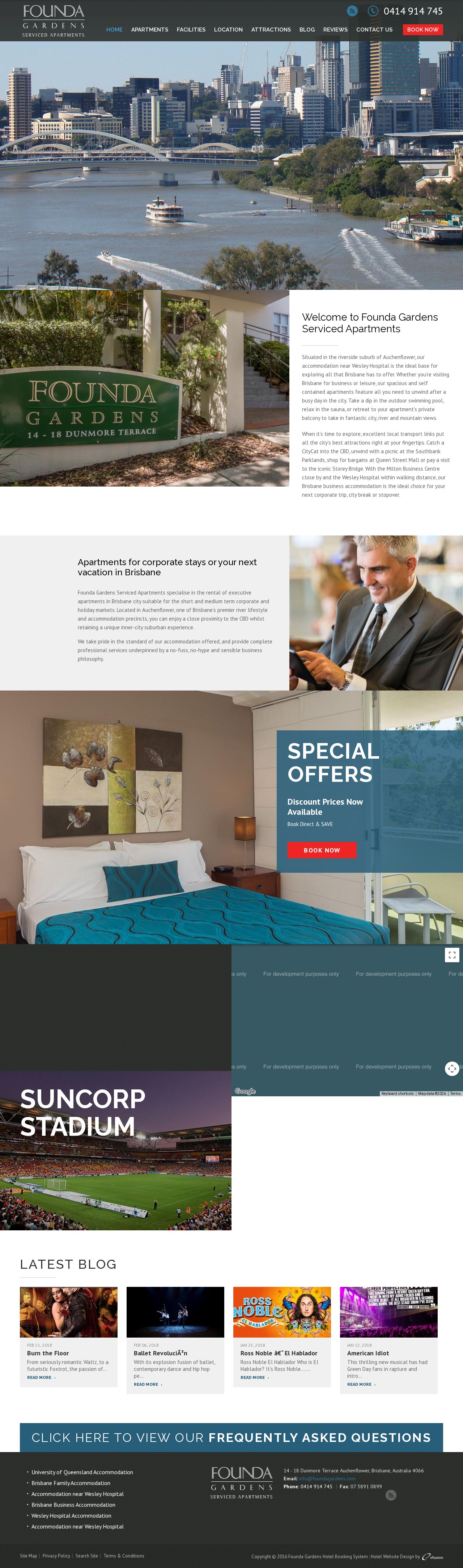Short Term Accommodation in Brisbane | Founda Gardens website