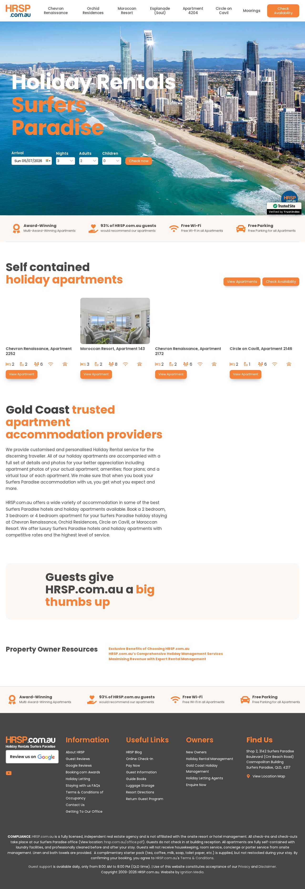 Gold Coast Accommodation website