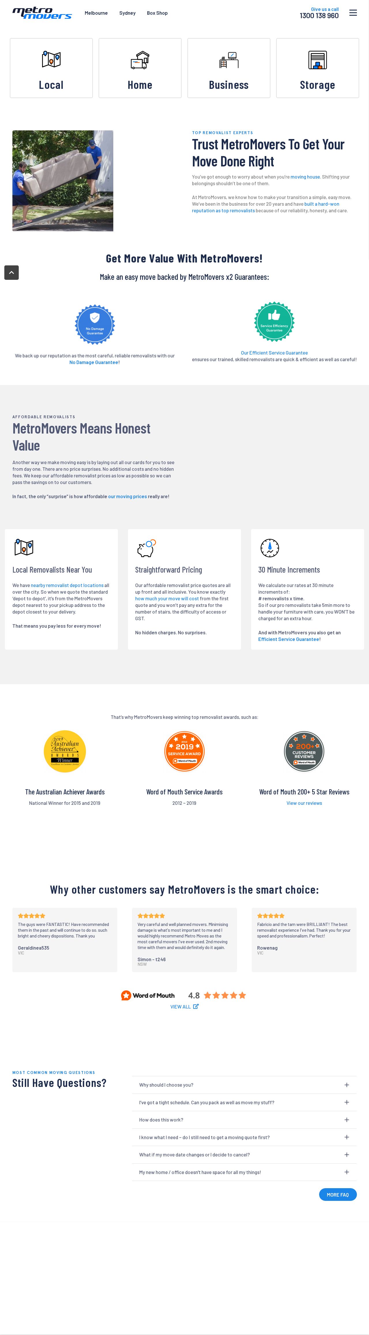 MetroMovers Removals website