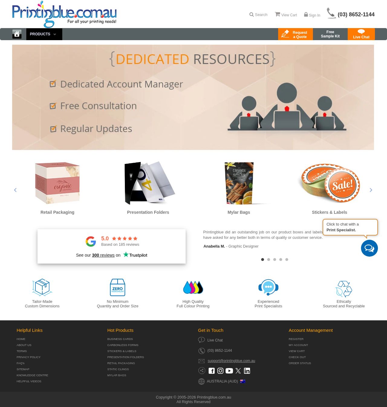 printingblue.com.au website