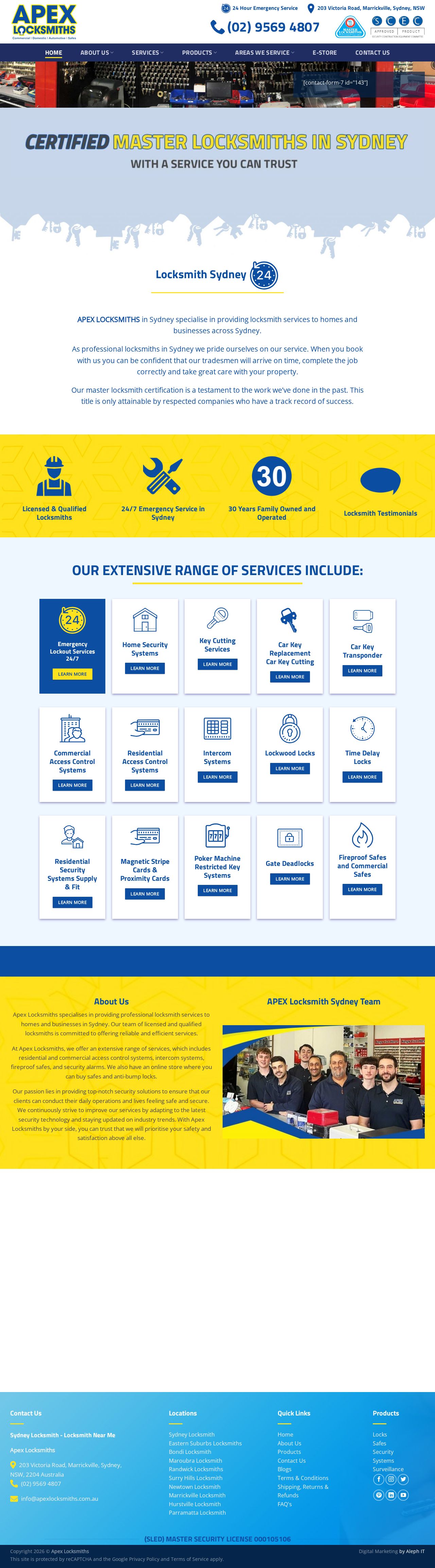 Apex Locksmiths website