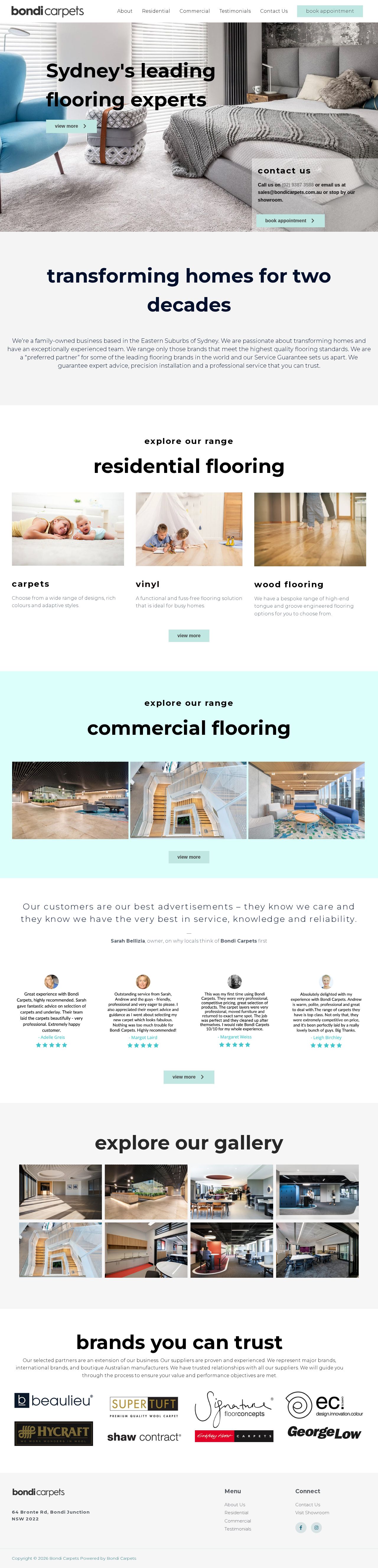 Bondi Carpets website