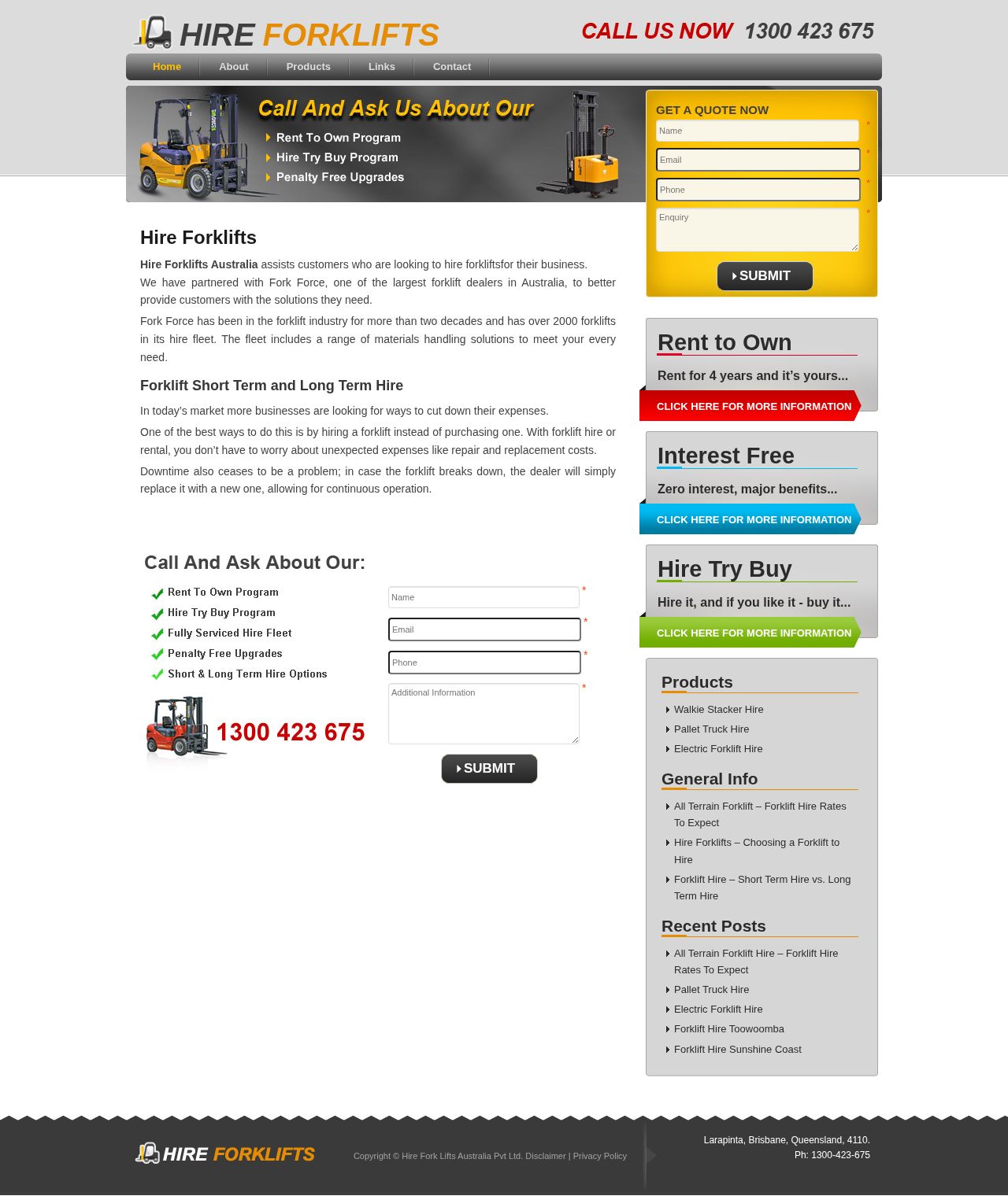 Hire Forklifts website