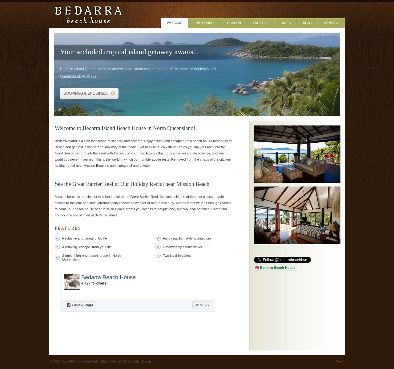 Bedarra Beach House website