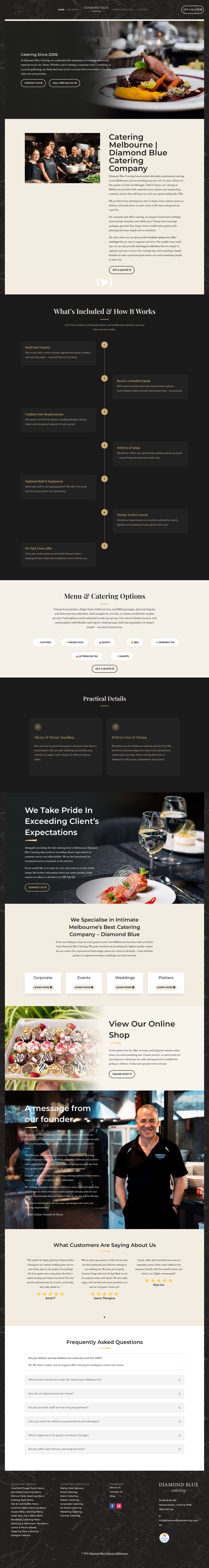 Diamond Blue Catering website