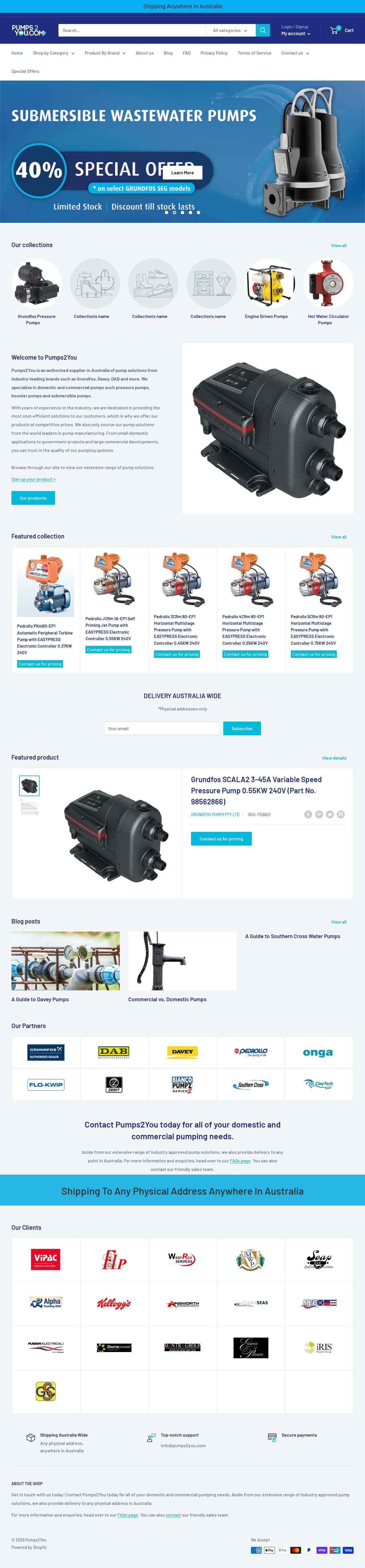 Pumps 2 you (Head Office) website