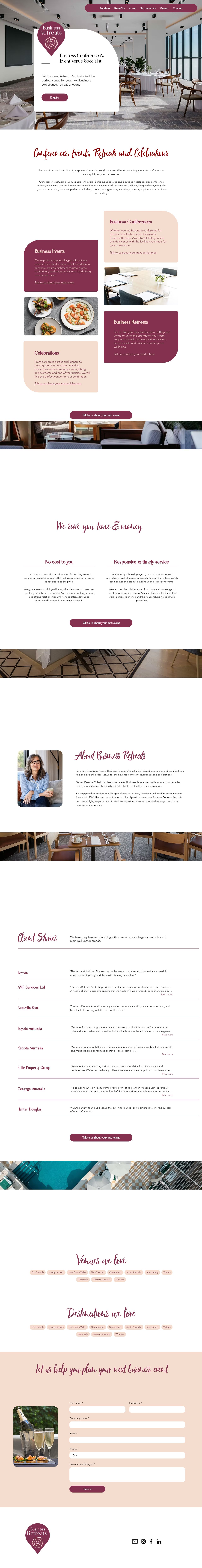 Business Retreats Australia website