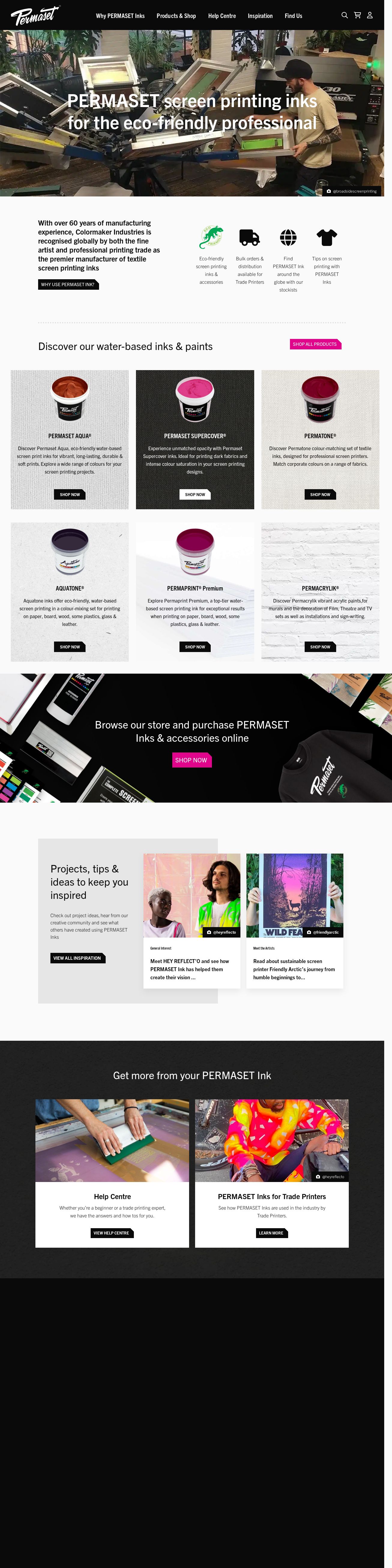 Textile Inks and Screen Printing Inks â Permaset website
