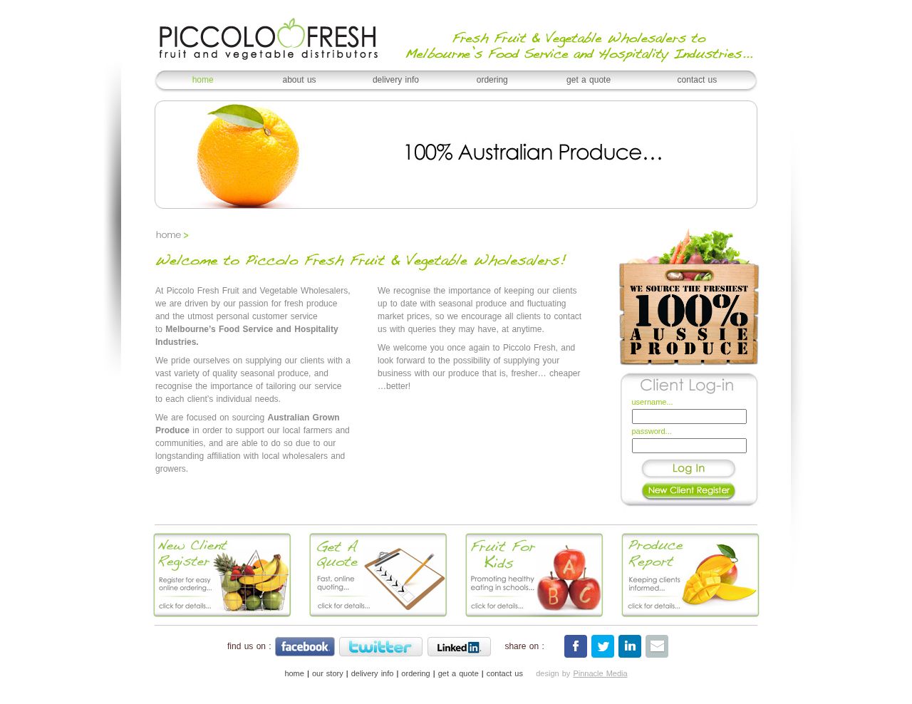 Piccolo Fresh fruit and vegetable wholesalers website