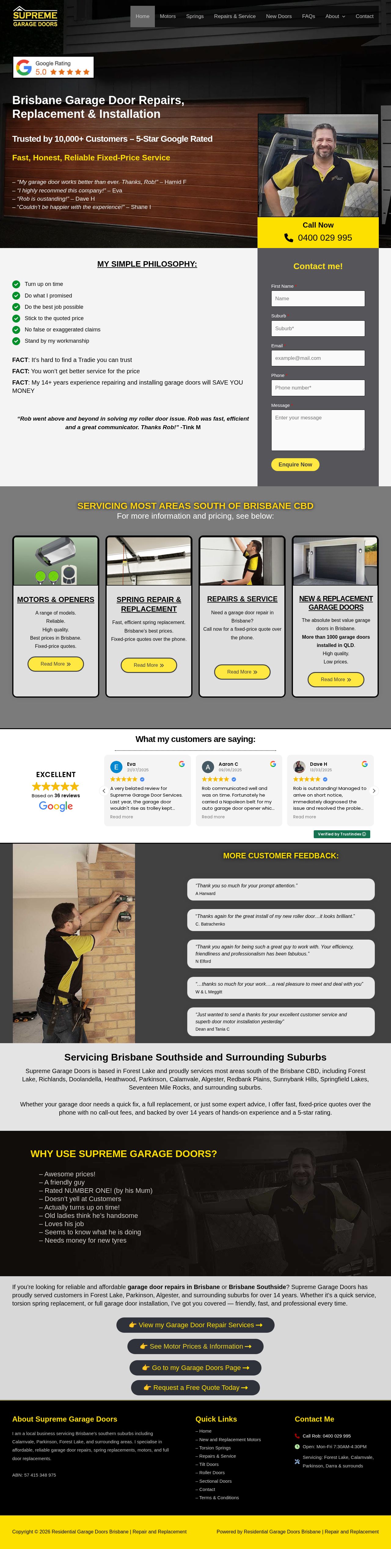 Supreme Garage Door Services website
