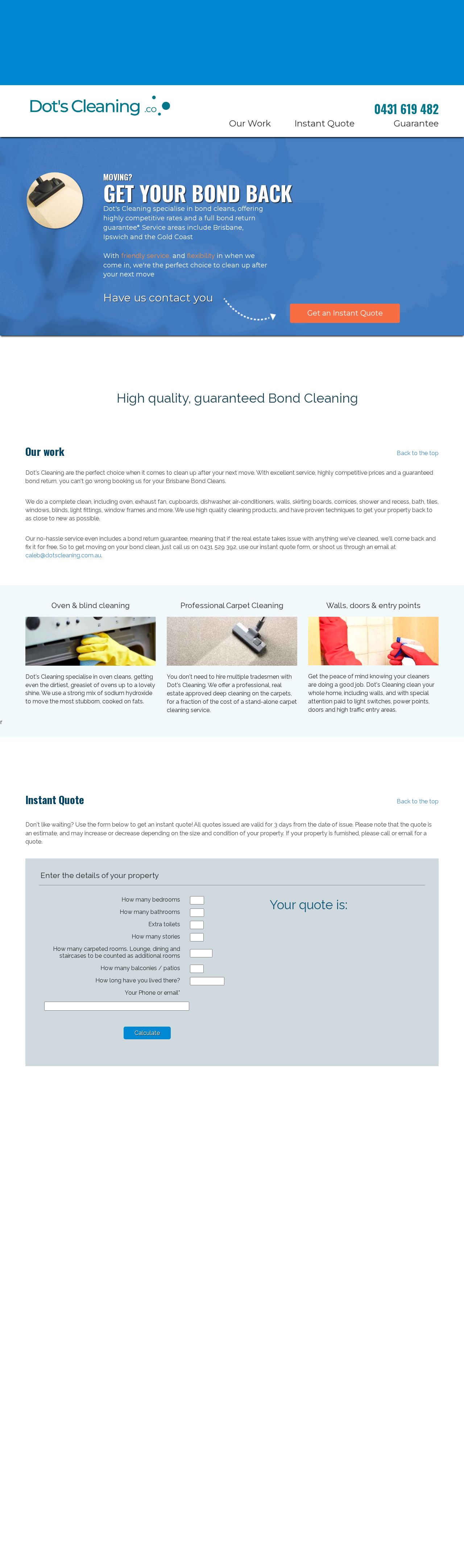 Dot's Cleaning website