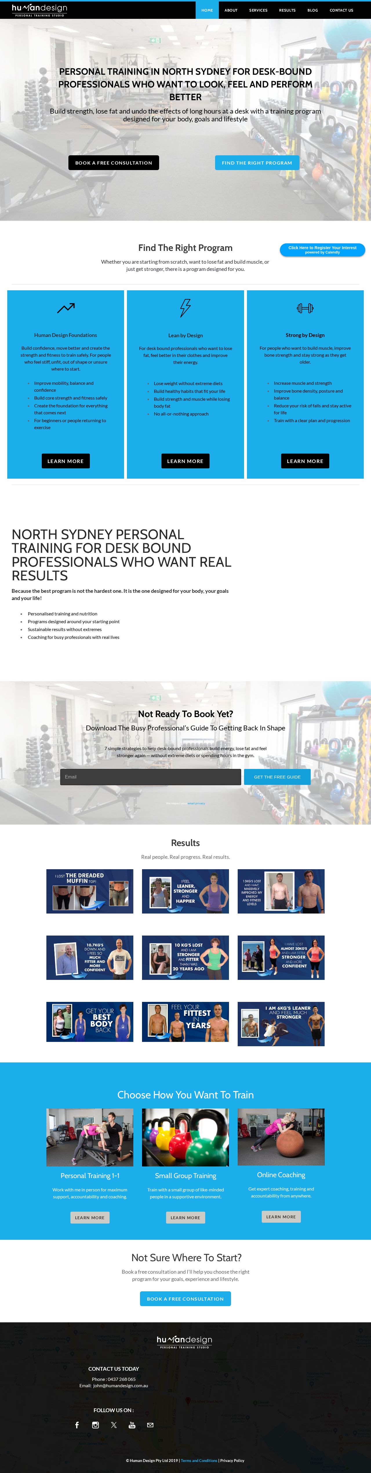 Human Design Personal Training Studio website